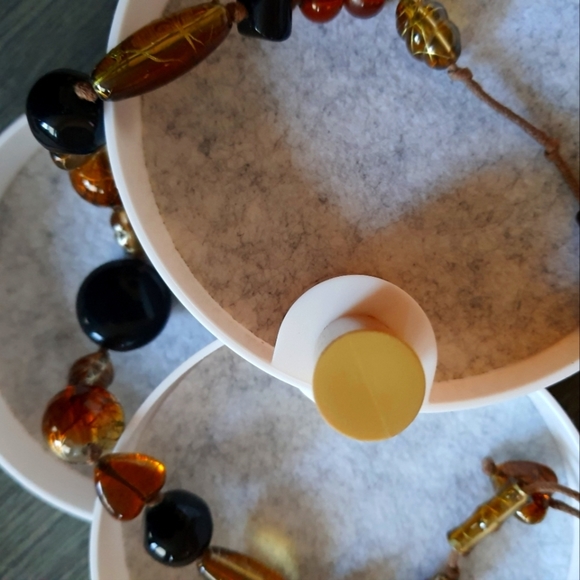 BOHEMIAN Black And Amber Glass Beads Rope Necklace - Picture 1 of 1